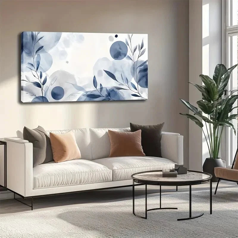 Light And Dark Blue Blocks Wall Art canvas office home room framed 120x60cm - Bella Home Decor