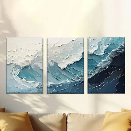 3pcs Canvas Artwork Featuring Waves on a White Wall Art Canvas Unframed – High Quality Print 100% Australian Made Wall Canvas - Bella Home Decor