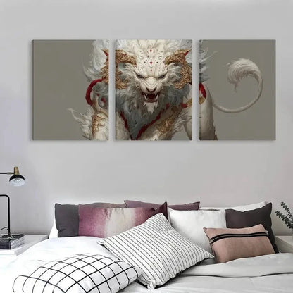 3pcs The Majestic Mythical Beast With Horns   Wall Art Set Canvas Framed 40x60cm - High Quality Print 100% Australian Made Wall Canvas Ready to Hang - Bella Home Decor