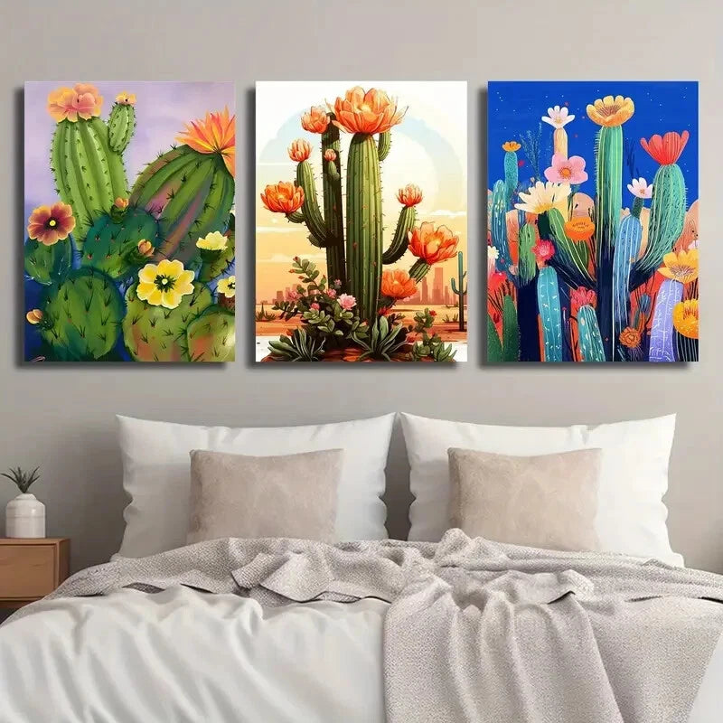 3pcs Colorful Desert Abstract Botanical Metal Print Ready to Hang Art