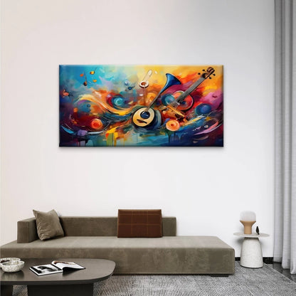 Vibrant Abstract Music Modern Wall Art Canvas Office Home Room Framed 120x60cm