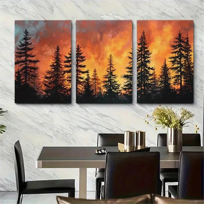 3pcs Mountain Sunset Landscape Perfect Wall Art Set Canvas Framed 50x70cm - High Quality Print 100% Australian Made Wall Canvas Ready to Hang