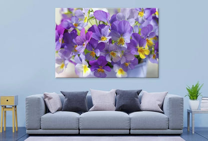 Blue, Purple Flowers Violets Wall Art Decor 100% Australian Made - Bella Home Decor