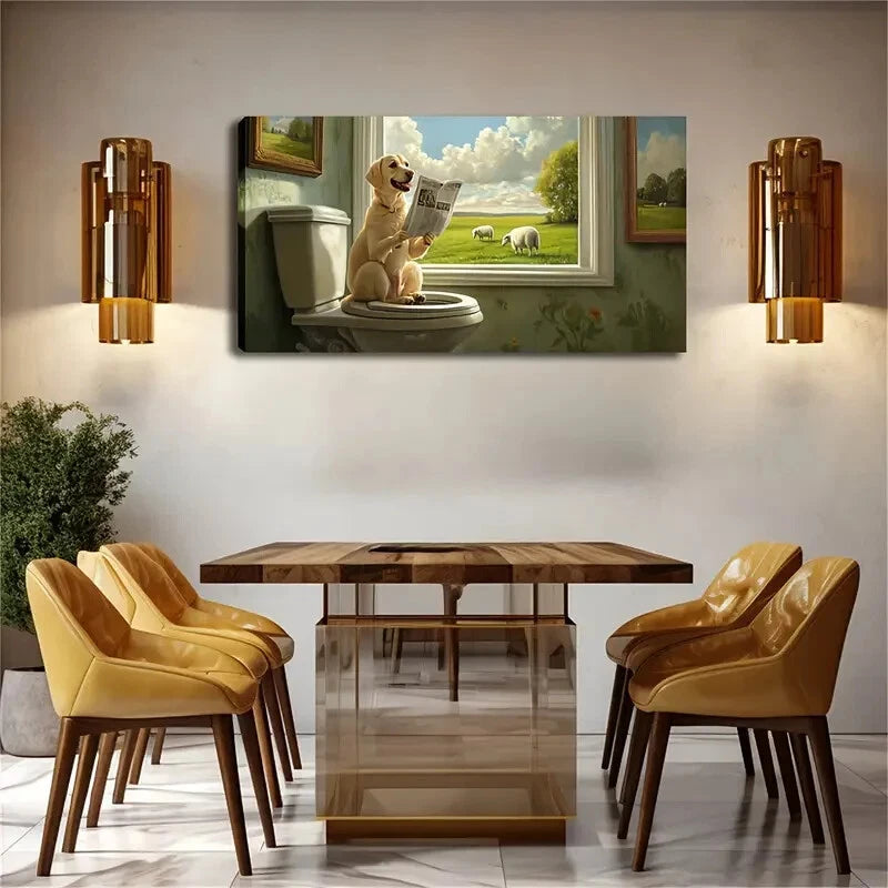 Humorous Labrador Retriever Wall Art Canvas Office Home Room Framed 120x60cm - Bella Home Decor