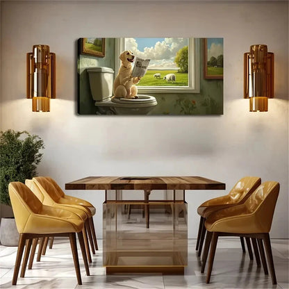 Humorous Labrador Retriever Wall Art Canvas Office Home Room Framed 120x60cm - Bella Home Decor