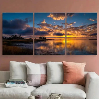 3pcs Panoramic Sunrise & Sunset Wall Art Canvas Unframed - High Quality Print 100% Australian Made Wall Canvas
