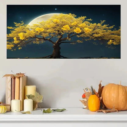 The Rich Tree In The Moonlight Wall Art Canvas Office Home Room Framed 120x60cm