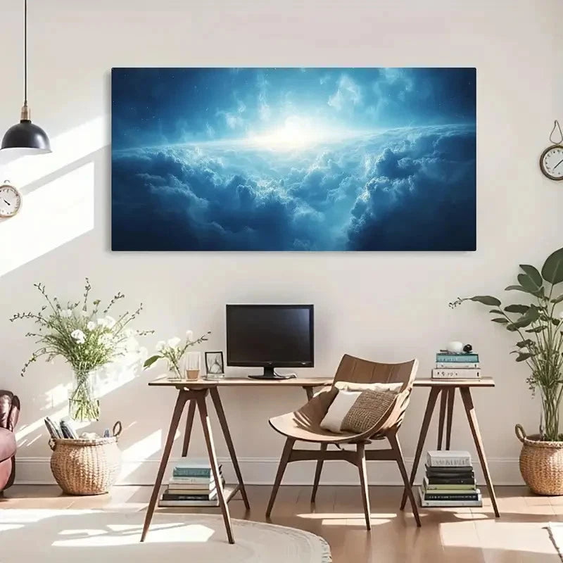 Nature-Inspired Reflection Blue Wall Art Canvas Office Home Room Framed 120x60cm - Bella Home Decor