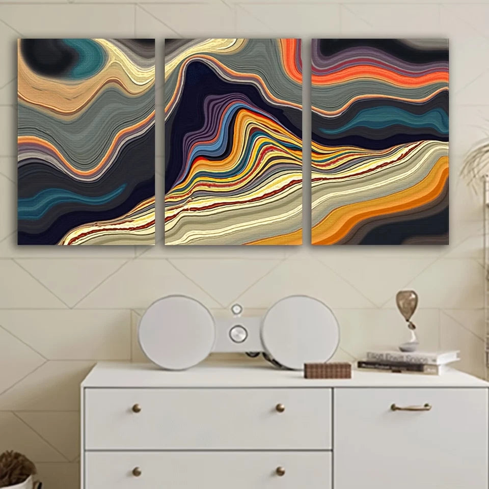 3pcs Color Abstract Design Wall Art Set Canvas Framed 60x90cm - High Quality Print 100% Australian Made Wall Canvas Ready to Hang - Bella Home Decor