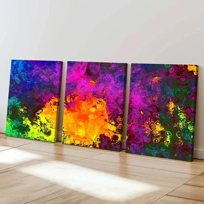 3pcs Vibrant Abstract Watercolor Wall Art Set Canvas Unframed - High Quality Print 100% Australian Made Wall Canvas