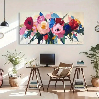 Abstract Floral Multi-Color Wall Art Canvas Office Home Room Framed 120x60cm - Bella Home Decor