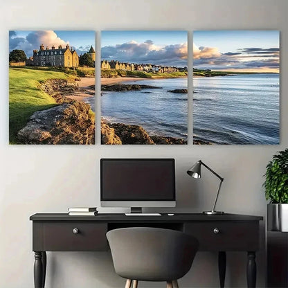 3pcs Beach Coastal Decor Scotland Travel Perfect Wall Art Set Canvas Framed 50x70cm - High Quality Print 100% Australian Made Wall Canvas Ready to Hang - Bella Home Decor