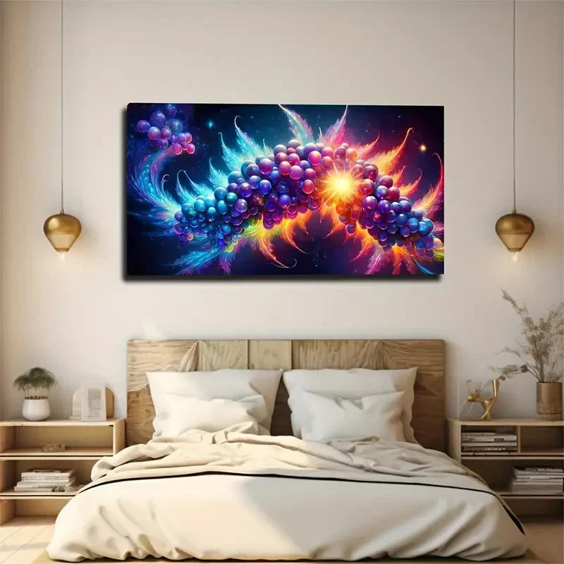 Purple Grape Impact Wall Art Canvas Office Home Room Framed 120x60cm