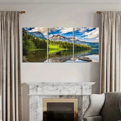 3pcs Mountains Lakes and Green Forests Wall Art Canvas Unframed - High Quality Print 100% Australian Made Wall Canvas