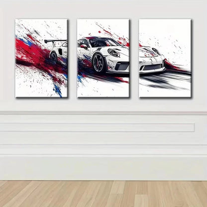 3pcs Luxurious Racing car Metal Print Ready to Hang Art