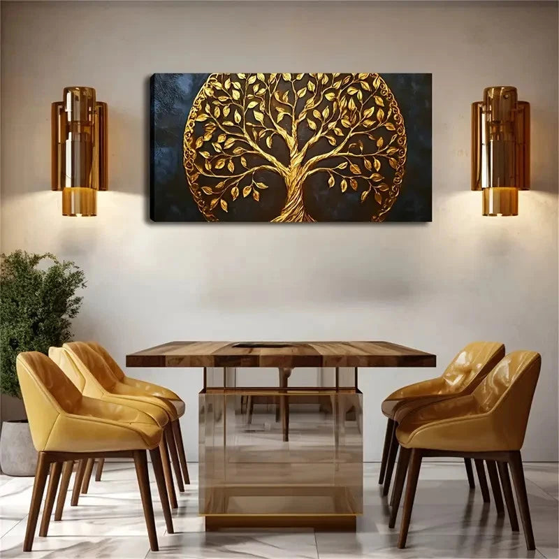 Modern Minimalist Golden Branch Wall Art Canvas Office Home Room Framed 120x60cm