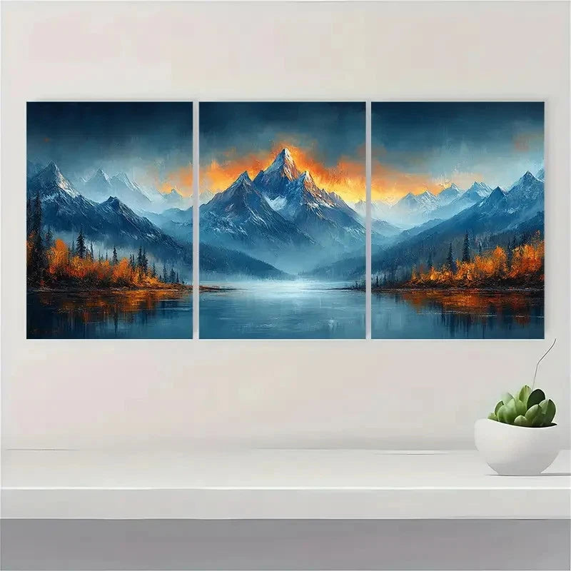 3pcs  Abstract Mountain Texture Art AS  Wall Art Set Canvas Framed 50x70cm - High Quality Print 100% Australian Made Wall Canvas Ready to Hang - Bella Home Decor