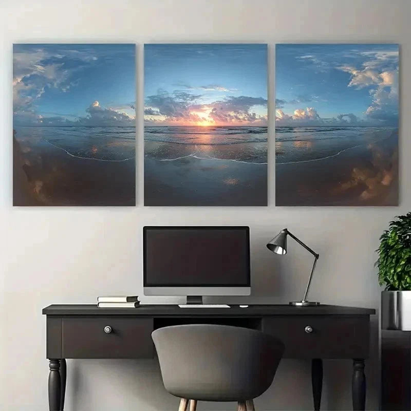 3pcs Multiple Cloud Reflections Nature Perfect Wall Art Set Canvas Framed 50x70cm - High Quality Print 100% Australian Made Wall Canvas Ready to Hang