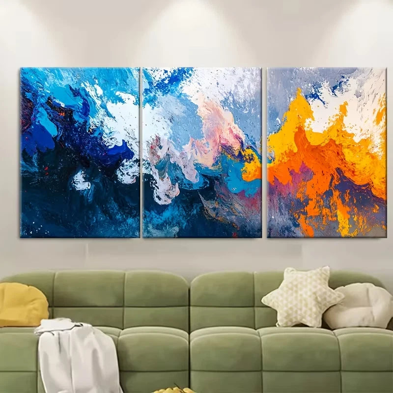 3pcs Abstract Multicolor Metal Print Ready to Hang Art