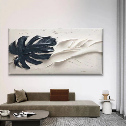 Black & White Tropical Leaf Wall Art Canvas Office Home Room Framed 120x60cm
