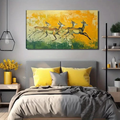 Running Antelope Perfect Wall Art Canvas Office Home Room Framed 120x60cm