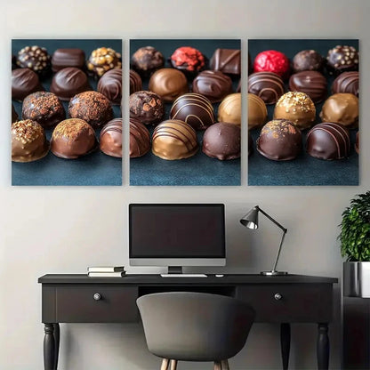 3pcs Luxurious Chocolates Candies Décor Perfect Wall Art Set Canvas Framed 60x90cm - High Quality Print 100% Australian Made Wall Canvas Ready to Hang