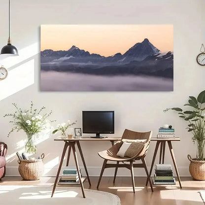 Mountain Range Landscape Winter Wall Art Canvas Office Home Room Framed 120x60cm