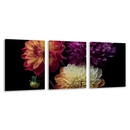 3pcs Modern Dahlia Floral Vibrant Yellow, Pink  Wall Art Set Canvas Framed 40x60cm - High Quality Print 100% Australian Made Wall Canvas Ready to Hang