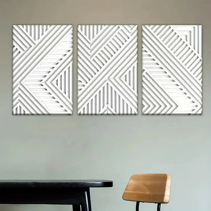 3pcs White and Grey Geometric Wall Art Set Canvas Unframed - High Quality Print 100% Australian Made Wall Canvas