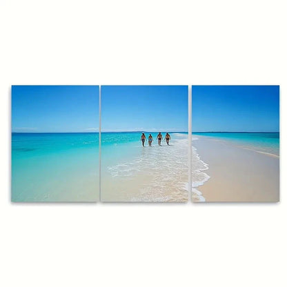 3pcs Four Mile Beach Australia Blue sky  Wall Art Set Canvas Framed 50x70cm - High Quality Print 100% Australian Made Wall Canvas Ready to Hang - Bella Home Decor