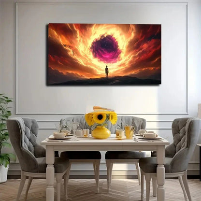 Minimalist Swirling Vortex Sky Wall Art Canvas Office Home Room Framed 120x60cm