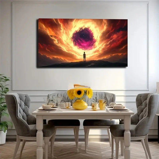 Minimalist Swirling Vortex Sky Wall Art Canvas Office Home Room Framed 120x60cm