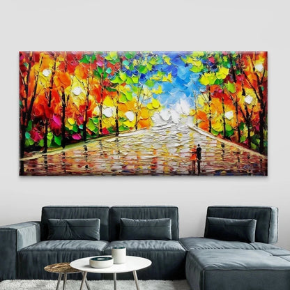 Colorful Abstract Autumn Park Wall Art Canvas Office Home Room Framed 120x60cm