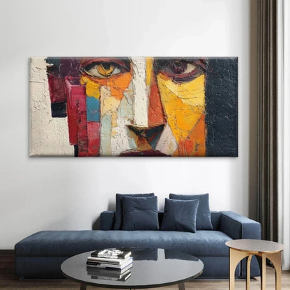 Abstract Portrait Bold Face Wall Art Canvas Office Home Room Framed 120x60cm