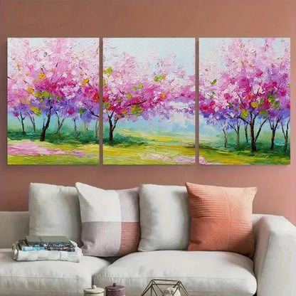 3pcs Spring Trees Cherry Blossom Country Perfect Wall Art Canvas Unframed - High Quality Print 100% Australian Made Wall Canvas