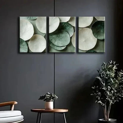 3pcs Green and White Circle Light Perfect Wall Art Set Canvas Unframed - High Quality Print 100% Australian Made Wall Canvas