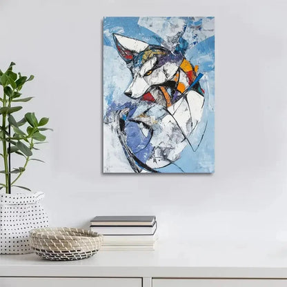 Beautiful Abstract Art Snow Wolf Painting  40x60cm Metal Print Ready to Hang - Bella Home Decor
