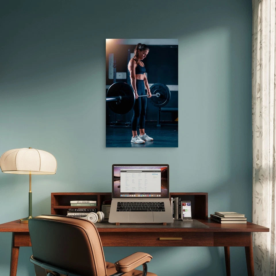 Female Barbell Deadlift Workout 5mm thick Plastic Poster Ready to Hang 90x60cm