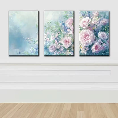 3pcs Elegant Bouquet Design Wall Art Set Canvas Framed 50x70cm - High Quality Print 100% Australian Made Wall Canvas Ready to Hang
