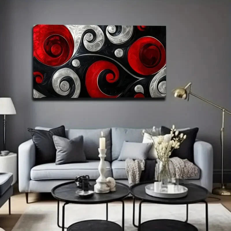 Swirling Patterns Nordic Wall Art Canvas Office Home Room Framed 120x60cm - Bella Home Decor