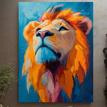 Vibrant Colorful Abstract Lion Metal Print Ready to Hang