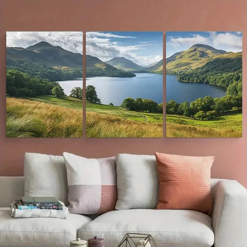 3pcs Scenic Lake District Mountain Perfect Wall Art Set Canvas Framed 40x60cm - High Quality Print 100% Australian Made Wall Canvas Ready to Hang