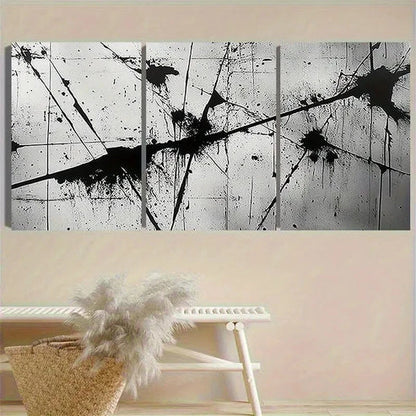 3pcs Monochrome Abstract Ink Wall Art Set Canvas Unframed - High Quality Print 100% Australian Made Wall Canvas - Bella Home Decor