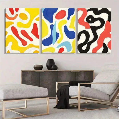 3pcs Abstract Colorful Shapes Modern Perfect  Wall Art Set Canvas Unframed - High Quality Print 100% Australian Made Wall Canvas - Bella Home Decor