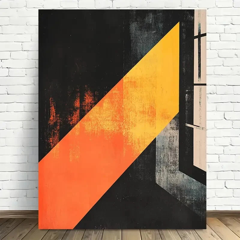 Beautiful Vibrant Yellow & Orange Diagonal Stripes 40x60cm Metal Print Ready to Hang - Bella Home Decor