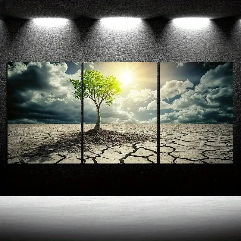 3pcs Desert Plant with Great Vitality Metal Print Ready to Hang Art - Bella Home Decor