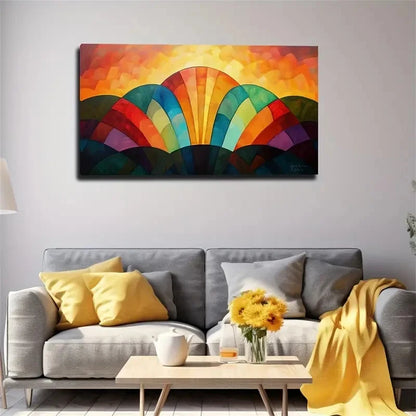 Color Mountain Sunset Glow Wall Art Canvas Office Home Room Framed 120x60cm