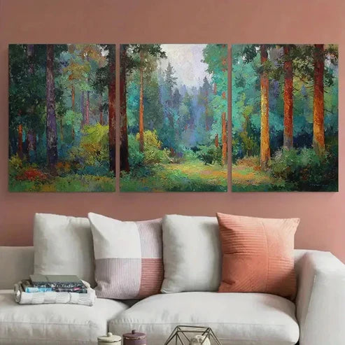 3pcs Mid-Century Forest Landscape Wall Art Canvas Unframed - High Quality Print 100% Australian Made Wall Canvas
