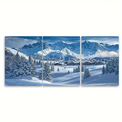 3pcs 1850 Ski Resort Print Luxe Alpine Art Wall Art Set Canvas Unframed – High Quality Print 100% Australian Made Wall Canvas - Bella Home Decor