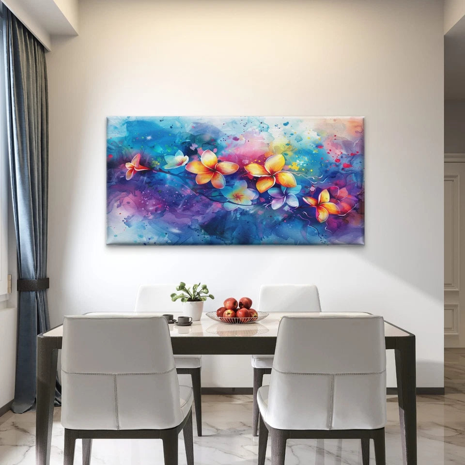 Watercolor Hibiscus Flowers Wall Art Canvas Office Home Room Framed 120x60cm